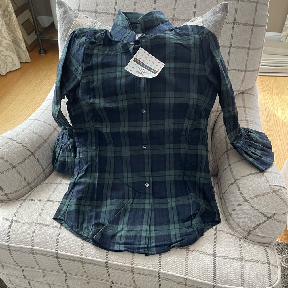 Gretchen Scott Priss Plaid shirt NWT XS